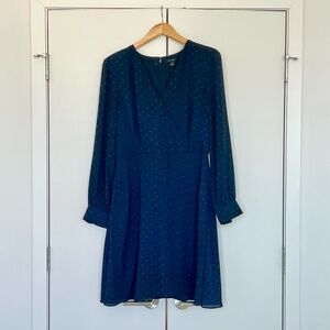 Ann Taylor Blue A-Line Long Sleeve Dress